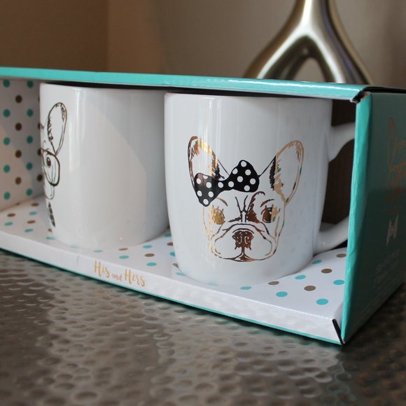Set of His & Hers Frenchie Bulldog Mugs NWT - Picture 3 of 5